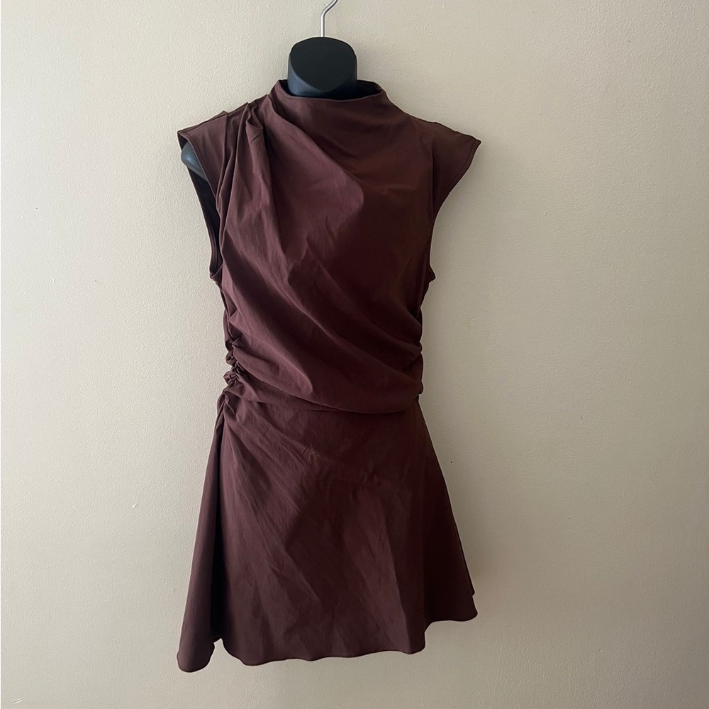 ASOS bengaline high neck sleeveless mini dress